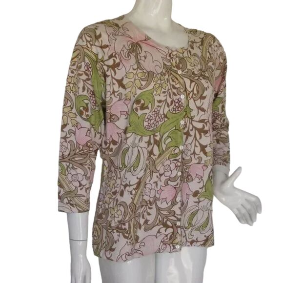 TOMMY BAHAMA Silk Cardigan sweater, XL, Floral, Subtle color, 3/4 sleeves - Picture 3 of 11